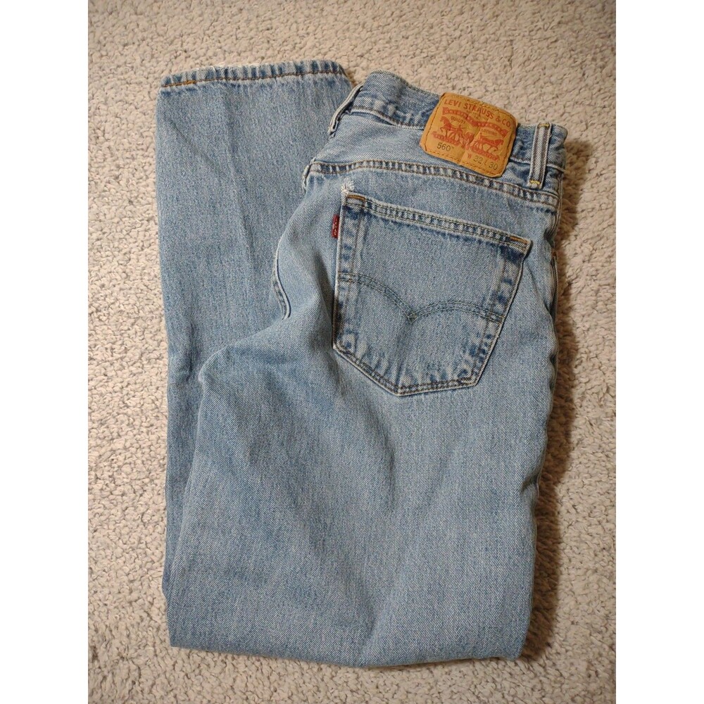 Levis 560 Denim Jeans Mens 32x30 Light Wash Broken In
